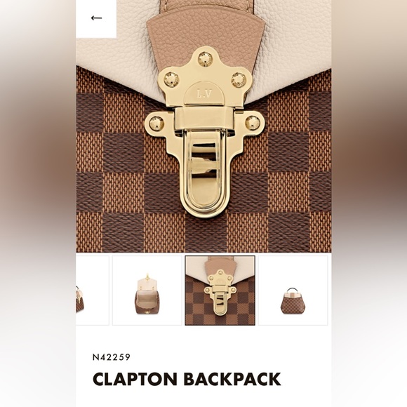 Authentic Louis Vuitton Clapton backpack - Damier Ebene, Beige Leather - Picture 15 of 16